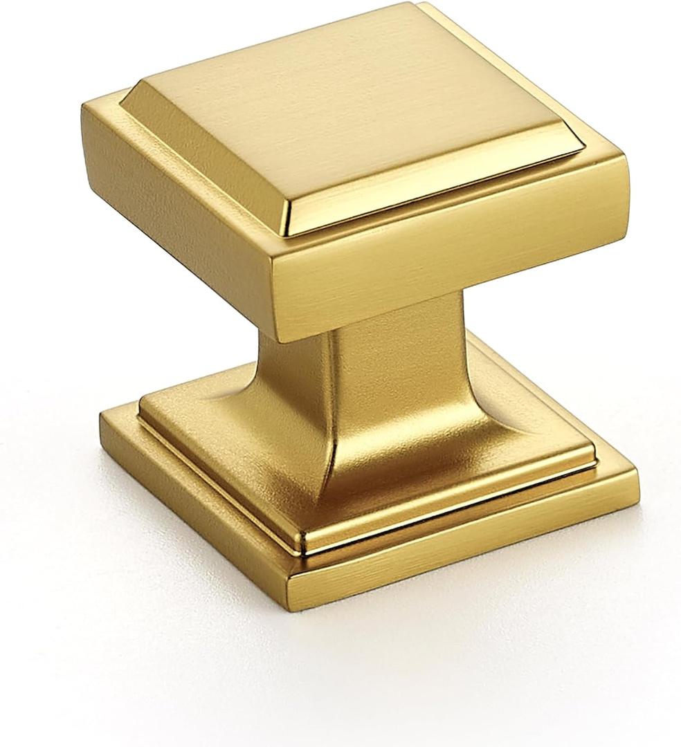 Ravinte 30 Pack Gold Square Kitchen Cabinet Knobs,Zinc Solid Drawer Pulls,Farmouse Cabinet Handles for Cupboard, Closet, Dresser and Bathroom, Modern Cabinet Hardware for Cabinets