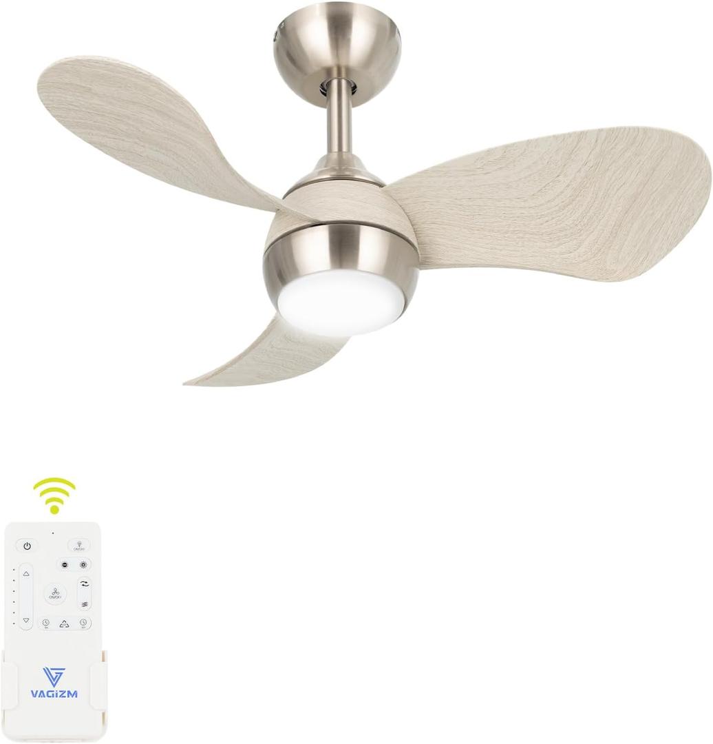 Ceiling Fan with Light for Bedroom: 30 Inch Small Quiet Ceiling Fan with Remote Control - 6 Speeds and 3CCT - DC Motor Reversible - Indoor Outdoor Use - 3 Blades Gray