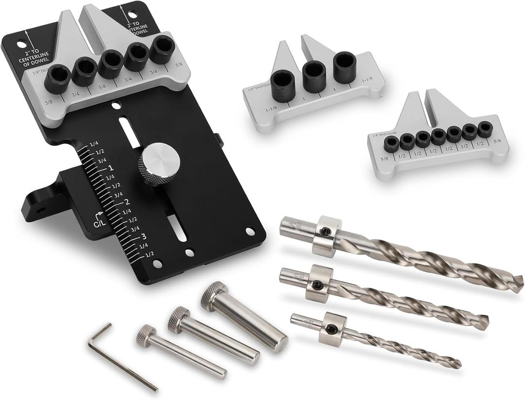 Margars 08350MK Dowelling Jig Kit Master Kit, Dowelling Jig Kit for Precision Woodworking Joinery Tool with 1/4, 3/8, 1/2 Dowelling Kits, CNC Machined for Durability and Long-lasting