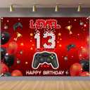 Level 13 Unlocked Backdrop Banner Decorations Video Game On Happy 13th Birthday for Boys Kids Red and Black 13 Years Old Level Up Theme Bday Background Photography Party Decor Sign Supplies