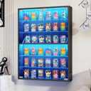 6-Tier Wall Display Case with Glass Doors, LED Sports Card Display Case with Adjustable Glass Shelves, Shot Glass Display Case for Collectibles, Display Cabinet for Trading Cards, Black