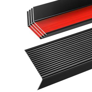 Black 48" Metal Stair Nosing, Heavy-Duty Aluminum Self-Adhesive Stair Edge Protector for Indoor/Outdoor Stairs, Non-Slip Tread Cover, L- Molding(48 x 1.2 x 2 in, 5Pcs)