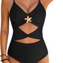 BMJL One Piece Swimsuit for Women Bathing Suits Swim Suits 2025 Tummy Control Flattering Full Coverage (Medium, Black92)