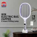 WBM SMART 2 in 1 Electric Bug Zapper, Mosquitoes Trap Lamp & Racket, USB Rechargeable Electric Fly Swatter for Home and Outdoor Powerful Grid 3-Layer Safety Mesh Safe to Touch
