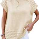 Cakulo Womens Oversized Sweater Vest Mock Neck Pullover Sweaters (Beige)