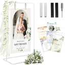 Elegant White Wedding Easel Stand, Adjustable 30x20x68 in Welcome To Our Wedding Sign Display Stand with 39 Premium Templates&Leather Straps, Sturdy Display for Wedding, Birthday, Anniversary