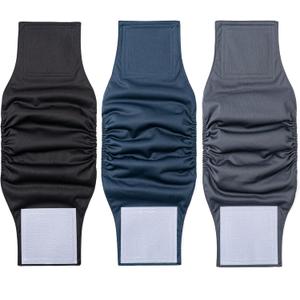 1 Pack 3 Reusable Dog Diapers Washable Male Belly Bands for Dogs, High Absorbing Male Dog Doggie Puppy Wraps (Large, Black Navy Charcoal)
