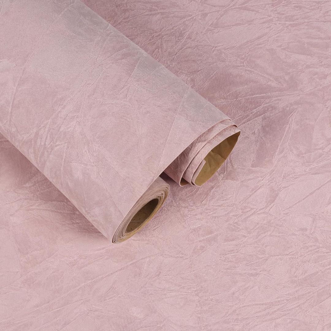 Pale Pink Velvet Drawer Liner for Dresser Self Adhesive Velvet Fabric Wallpaper Peel and Stick Jewelry Box Lining Cabinet Shelf Liner Accent Wall DIY Crafts Felt Fabric Wrap 15.7"x118"