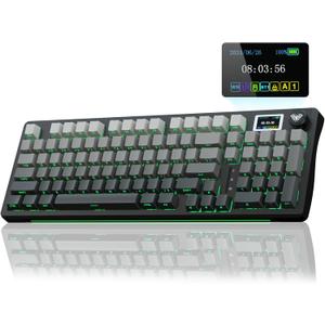 AULA S98 Pro Wireless Mechanical Keyboard with Screen & Knob,2.4GHz/USB-C/BT5.0 Hot Swappable Creamy Keyboard,Pre-lubed Linear Switches,Side Printed PBT Keycaps,RGB Backlit Gaming Keyboards