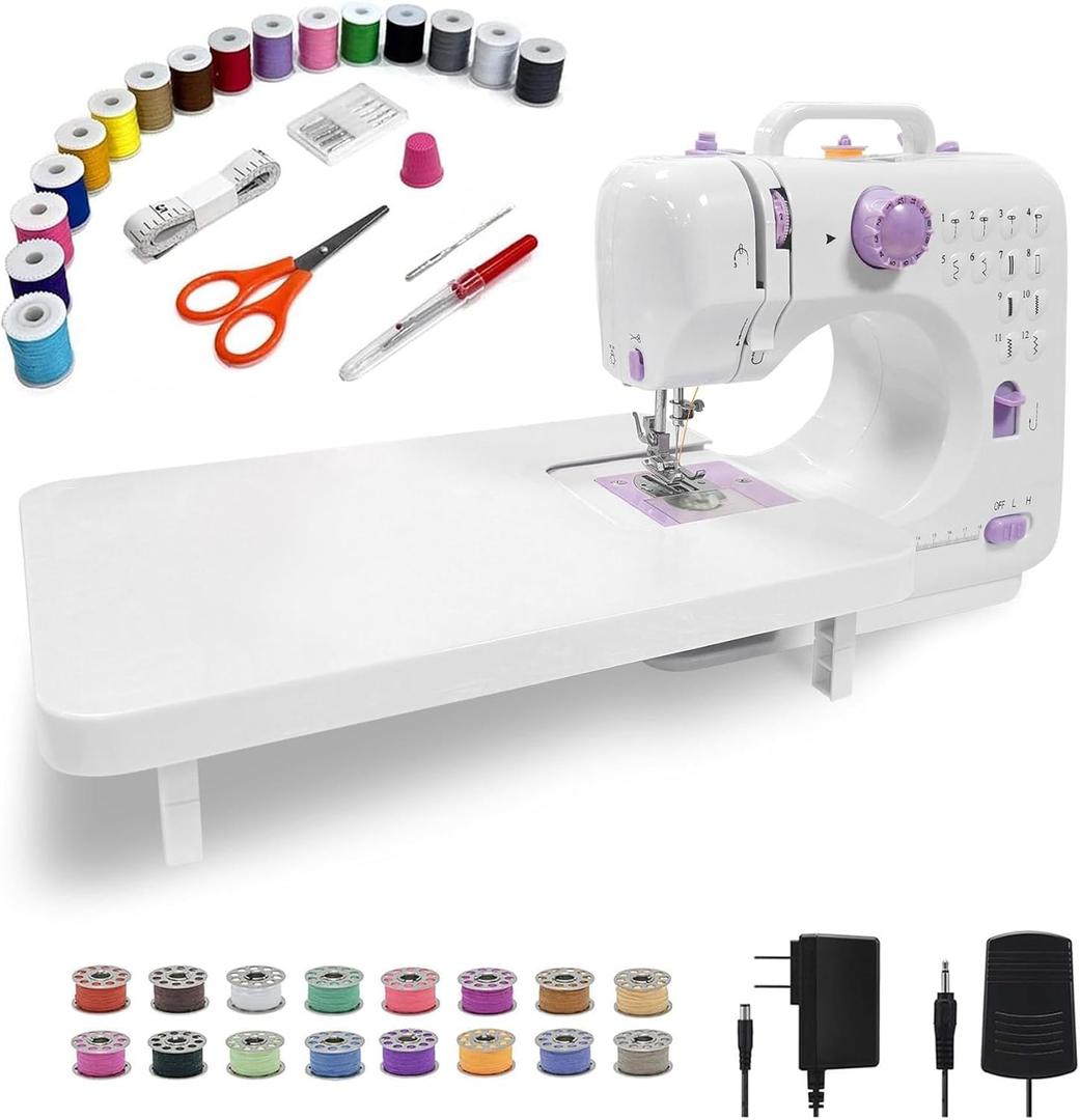 This lightweight Sewing machine is designed for convenience and versatility. Sewing Machine for Beginners,Portable 12 Built-in Stitches,(High-Low Speeds),505UJH.DC Power Supply Method.