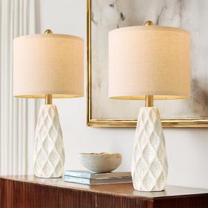 20.75" Small Table Lamps for Living Room Bedroom Lamps Set of 2 Ceramic Modern Boho Bedside Lamps Night Stands Farmhouse Vintage Nightstand Lamp Reading Light Home Office Dorm Desk Deco Gifts, White
