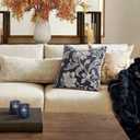 Vintage Floral Pillow Covers 20x20Navy Blue Throw Pillow Covers Decorative Neutral Modern Farmhouse Boho Patterned Cotton Square Cushions Accent Covers Sofa Bed Living Room Pillowcases Pack of 2