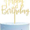 Happy Birthday Cake Topper, Mirrored Gold Acrylic Versatile Cake Topper for Birthday Party Decoration Ideas, Perfect Keepsake for your family and friends