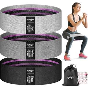 WALITO Resistance Bands for Working Out, Fabric Exercise Bands for Legs and Butt, Workout Bands for Women and Men, Booty Band for Yoga Starter Set, Pilates, Rehab, Fitness and Home Workout (Cream,Grey,Black)