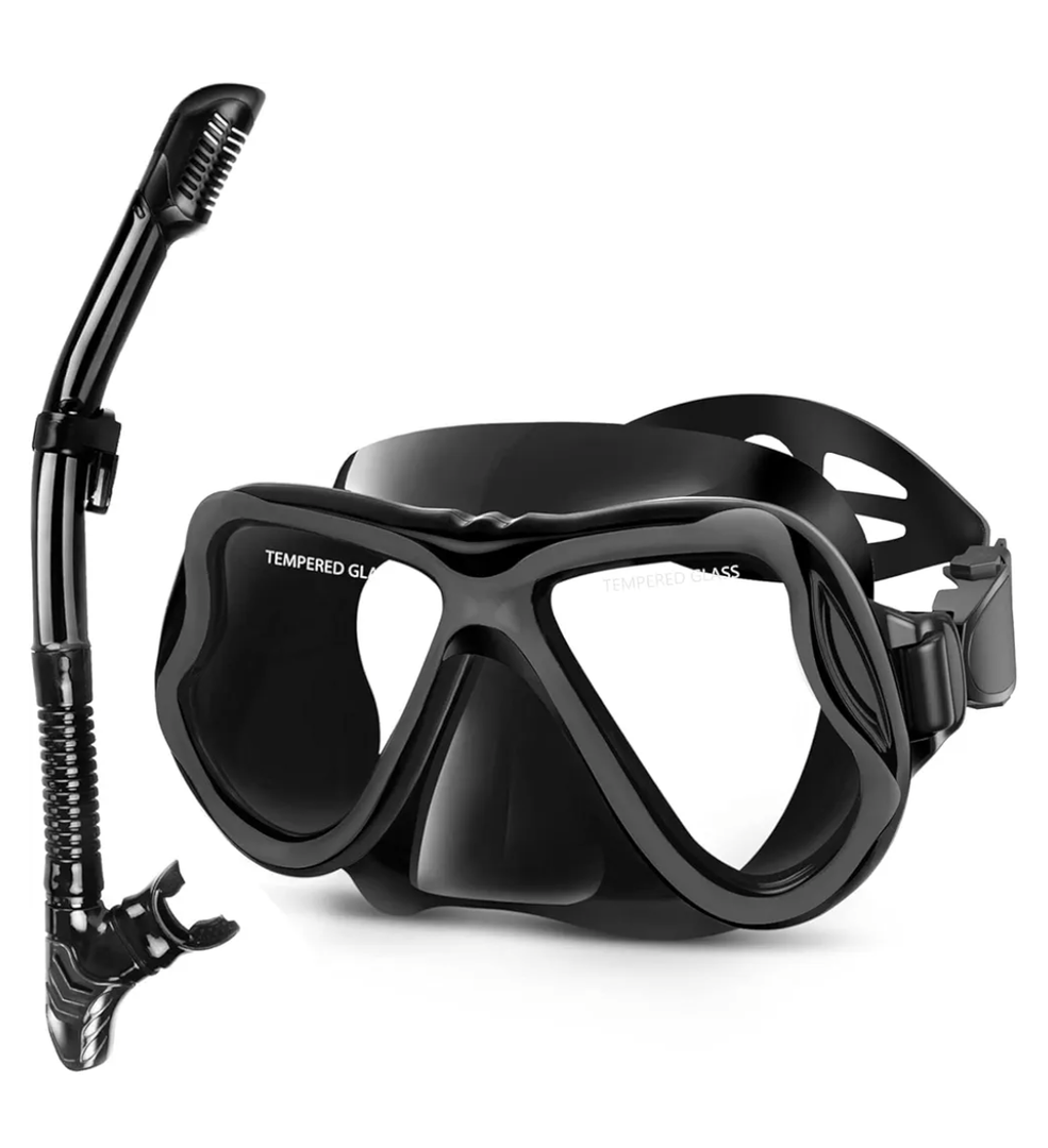 Greatever Dry Snorkel Set,Panoramic Wide View,Anti-Fog Scuba Diving Mask,Professional Snorkeling Gear