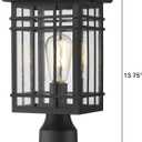 Outdoor Post Lights Fixture - Exterior Post Lantern with Seeded Glass in Black Finish - Pillar Light Ideal for Patio, Pathway, and Driveway - Outdoor Pole Lights for Porch Post Lighting, Black