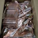 bUCLA 600 Pieces Gold Plastic Silverware - Plastic Gold Utensils - Heavyweight Disposable Cutlery - 200 Forks, 200 Spoons, 200 Knives for Party & Thanksgiving (7.4inch-Silverware Set)