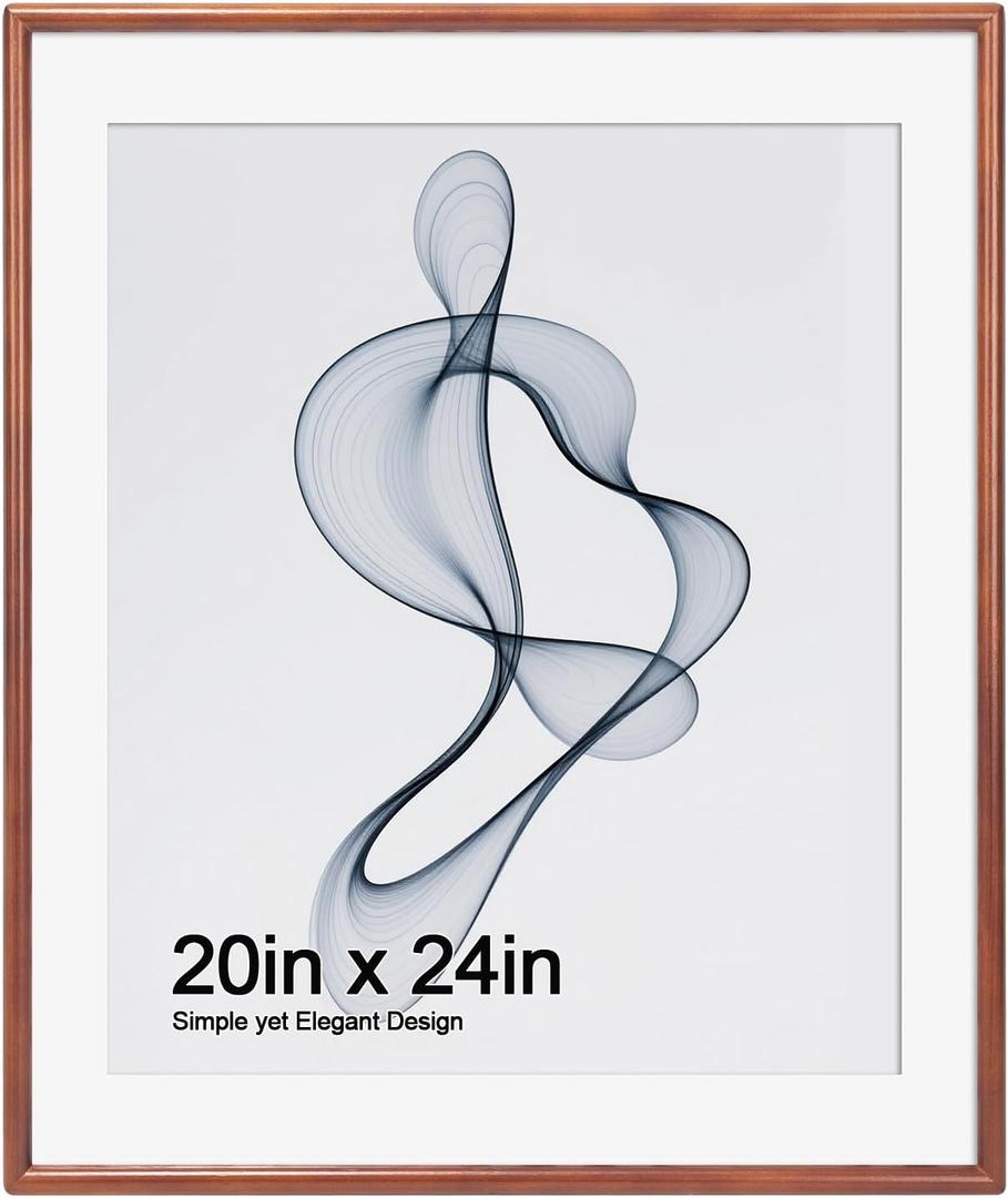 20x24 Poster Frame, 20x24 Picture Frame Matted to 16x20, Solid Wood Poster Frame-Horizontal and Vertical Wall Hanging for Home, Exhibition, Caffe(Brown)