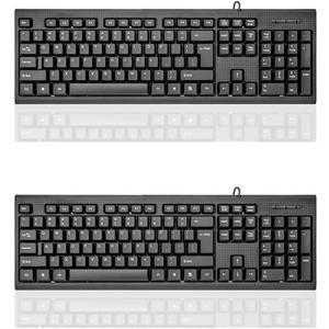Guiheng 2 Pack Wired Computer Keyboard, Plug Play USB, Large Number Pad, LED Indicators,Ergonomic,Foldable Stands,Anti-Wear Letters Full Size Keyboard,for Windows Mac PC Laptop-Black
