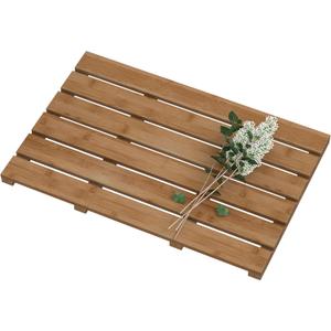 Bamboo Wooden Bath Floor Mat for Luxury Shower - Non-Slip Bathroom Waterproof Carpet for Indoor or Outdoor Use (Walnut) (21.3 x 14.2 x 1.2 inches)