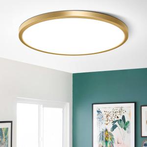 15.7Inch LED Ceiling Light Fixture Flush Mount, 32W(320W Equivalent), 3800LM, 5000K Daylight White, IP40, Flat Modern Round Ceiling Light for Bedrooms, Living Rooms, Bathrooms, Stairwells, etc.(Gold)