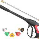 Sooprinse High Pressure Washer Gun Power Spray Gun 4000psi with 19 inch Extension Replacement Wand Lance,5 Quick Connect Nozzles for Honda Excell Troybilt, Generac, Simpson, Briggs Stratton (Black)