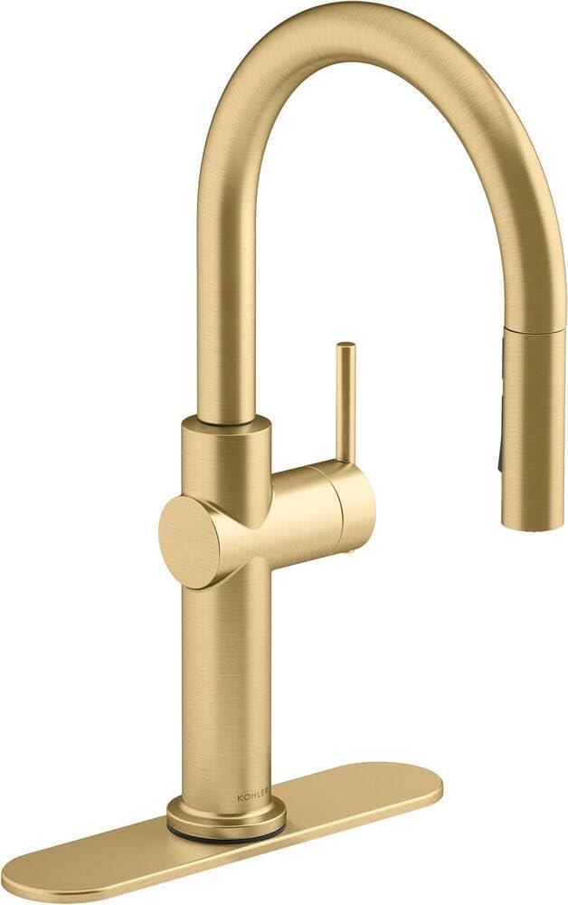 KOHLER 22972-2MB Crue Pull Down Kitchen Faucet, Pull-Down Sprayer, Vibrant Brushed Moderne Brass