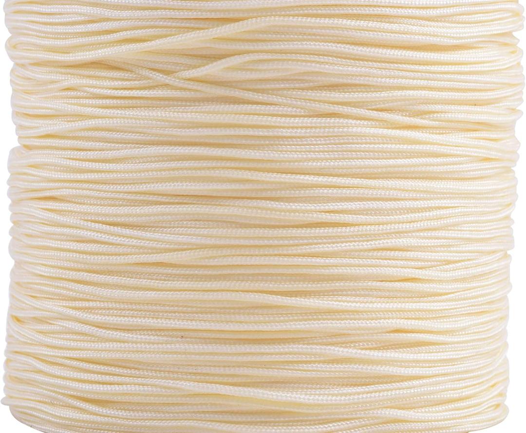 KONMAY 1.0mm Braided Nylon Bracelet Making String Cord, 305 Yards Nylon Shamballa Macram/Beading Cord,Chinese Knotting Cord, Kumihimo Beading String, Cream 520