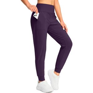 Soothfeel Women's Fleece Lined Joggers Pants High Waisted Water Resistant Thermal Sweatpants Winter Hiking Pants with Pockets (Purple, XS)