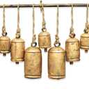 Handcrafted Gold Rustic Bells with Jute Rope - Perfect for Adding a Touch of Vintage Elegance to Your Home Décor, Indoor or Outdoor Spaces (Large, Set of 12)