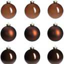 AOMOONOA Brown Glass Christmas Ball Ornaments for Xmas Tree, 3.15” Christmas Hanging Ornaments Set of 9 Xmas Baubles for Holiday Party Decorations Gifts