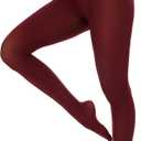 80D Women's Tights Semi Opaque Ultra Soft Solid Color Stretchable High Waist Footed Pantyhose with 20+ Colors (Large-X-Large, Wine Red)