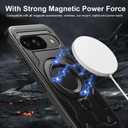 Magnetic Designed for Google Pixel 9/9 Pro Case with Ring Stand, Compatible with Magsafe Rotating Kickstand Slim for Men Protective Phone Case for Pixel 9/9 Pro Black