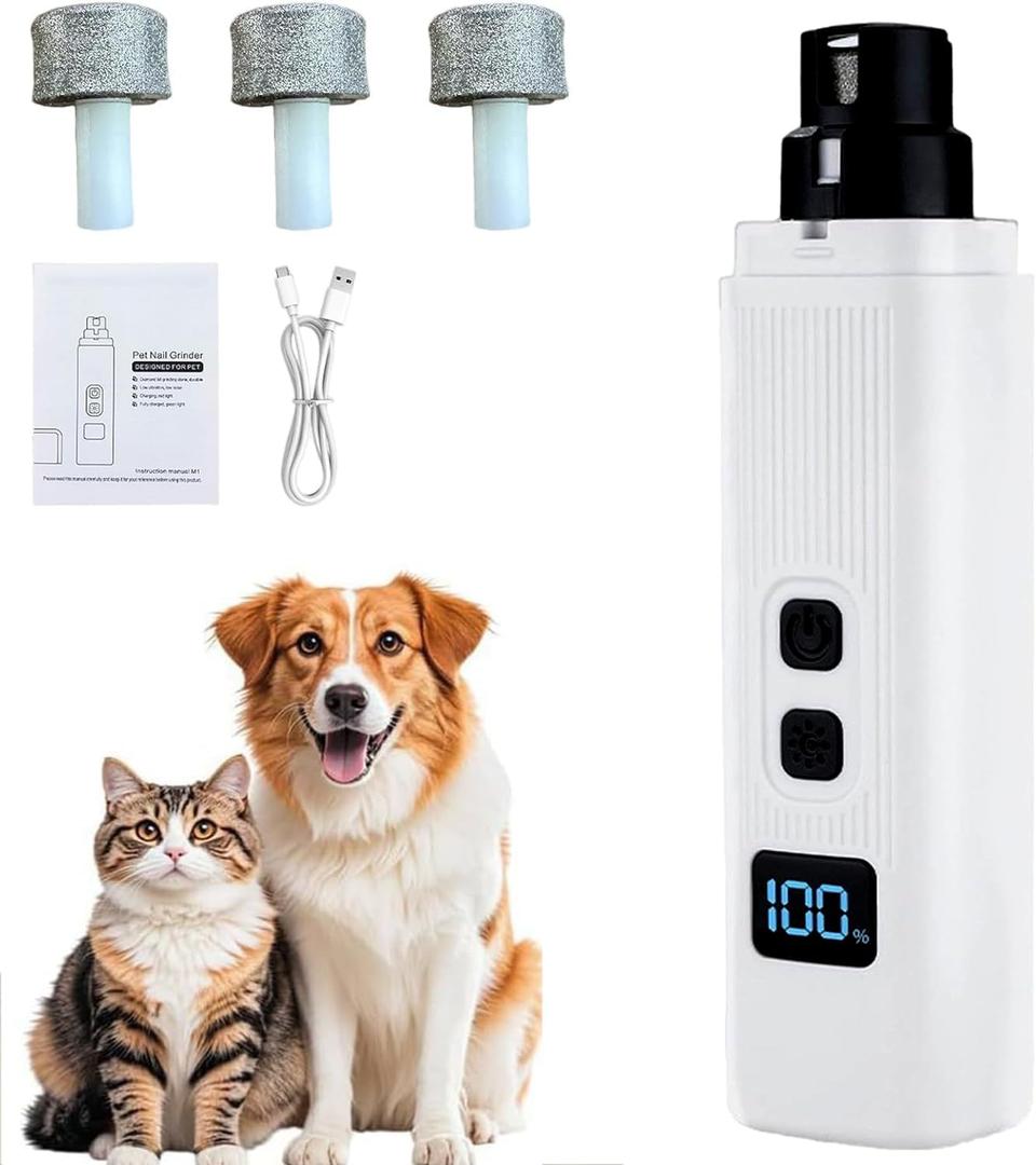 Silent Groom Pro Pet Nail Grinder| Low Noise Quiet Claw Trimmer for Dogs, Cats and Other Animals | Safe & Stress Free Nail Grooming, Ideal for Sensitive Dogs of All Breeds & Sizes (White)