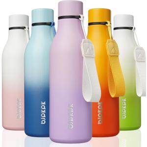 BJPKPK Insulated Water Bottles, 18 Oz Stainless Steel Metal Water Bottle with Strap, BPA Free Leak Proof Jugs, Mugs, Flasks, Reusable Thermal Flasks for Sports & Travel, Dreamy Purple