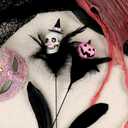 4Pcs Halloween Artificial Faux Flowers Picks Black Feather Branches with Pink Pumpkin Skull Bouquet Arrangements Halloween Indoor Decorations Home Parties Table Decor