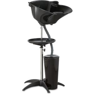 Portable Shampoo Bowl (Pack of 1) | Adjustable Basin Height,One-Bucket Design with Drain Hoses | Home & Barber Use | Black