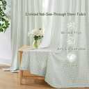 ZJDECOR Sage Green White Buffalo Plaid Valance for Kitchen Bathroom,Gingham Crinkled Not-See-Through Sheer Cafe Curtains,Farmhouse Window Treatment,Rod Pocket,52" Wx15 L(Pack of 1)