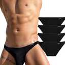 Avidlove Underwear Men's 4 Pack Classic Low Rise Stretchy Hip Briefs Bikini (Medium, Black)