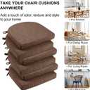 Wellsin Chair Cushions for Dining Chairs 6 Pack - Kitchen Chair Cushions with Ties and Non-Slip Backing - Dining Chair Pads 16"X16"X2", Brown