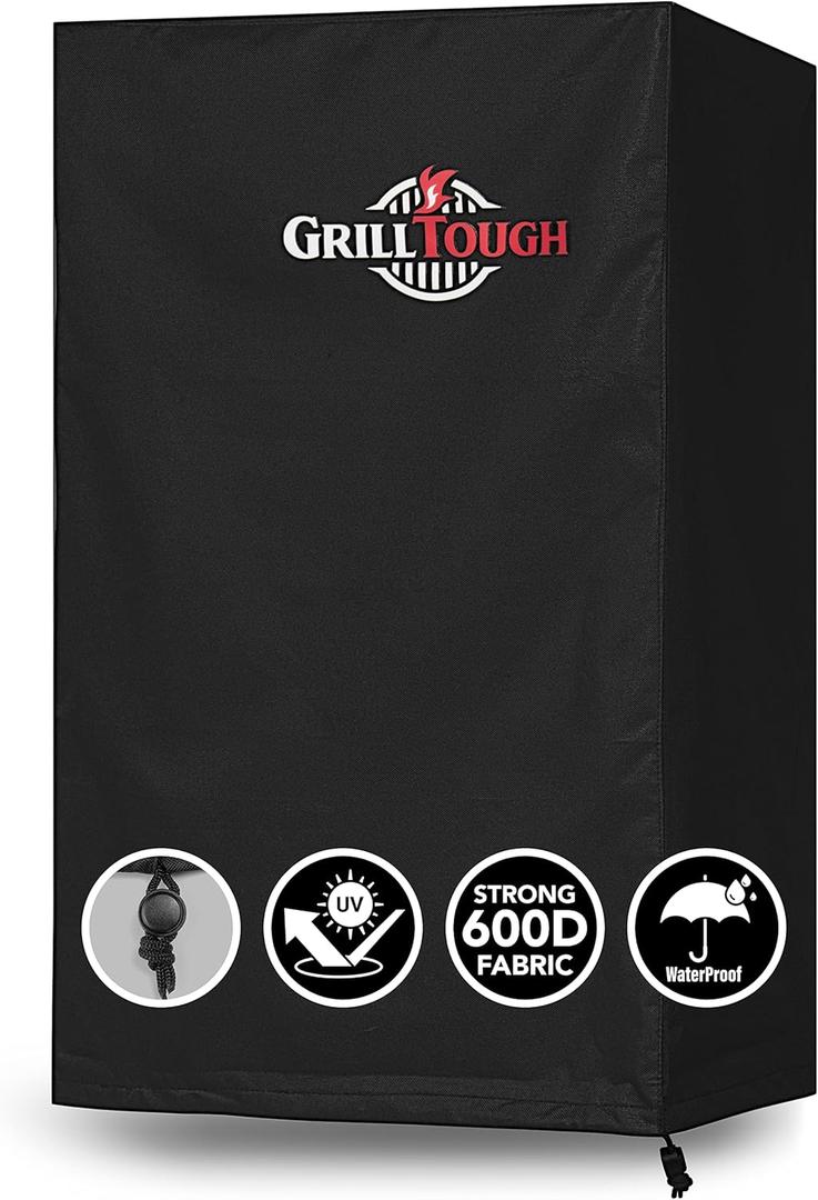 Heavy Duty Smoker Cover for Outdoor Griddle, 40 Inch  Waterproof, Weather Resistant, UV & Fade Resistant with Adjustable Straps  BBQ Cover for Flat Grill, Black (23'' X17'' X39'')