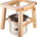 Wooden Steam Seat with Four Legs,Three-Dimensional Toilet,Yoni Steamer Chair,Bedside Commode Seat,Bathroom Anti-Skid Shower Stool,Steaming Chair V Steam at Hom Eattachment 15.7"H (No Steamer), Large