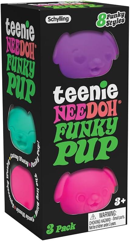 Schylling NeeDoh Teenie Funky Pups - Sensory Squeeze Toy - Contains 3 Mini Groovy Globs - 1.5" Wide - Color May Vary (Pack of 1)