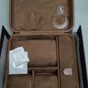 KAMIER Watch Case with Combination Lock - 4 Watch Storage and Jewelry Organizer - Watch Travel Case for Ring and Watch Storage, PU Leather Travel Watch Case, Ideal for Gift (With Gift Box), Brown