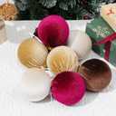 12 Pcs Velvet Christmas Ornaments Balls, 3.15 inch Velvet Christmas Tree Balls, Neutral Shatterproof Hanging Xmas Ornaments for Christmas Tree,Family, Holiday, Party Decoration, Red Coffee
