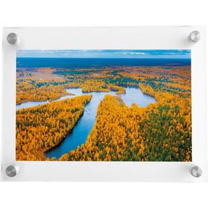 5 x 7 Wall Mount Acrylic Picture Frame Double Panel Floating Frameless Acrylic Photo Frame Certificate Document Frame Display with Metal Standoff (5 x 7)