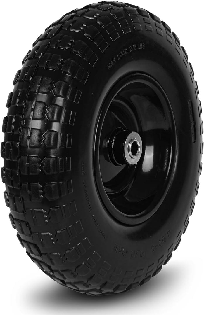 Taifa 1 PC 13 Inch Rubber Solid Flat Free Replacement Tires and Wheels 4.00-6 with 5/8'' Axle Bore Hole, Air Less Wheel for Wheelbarrow/Wagon/Hand Truck/Trolley/Garden Scooter etc.