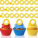 48 Pcs Gold Round Power Rings Game Figure Display Dream Catcher Rings for Cupcake Toppers Birthday Decorations Birthday Party Supplies