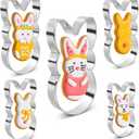 Easter Bunny Cookie Cutter Set, 5 Pieces Easter Bunny Rabbite Cookie Cutter Set for Kids,Stainless Steel Easter Cookie Biscuit Cutter Shapes Holiday Themed Party Supplies