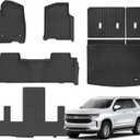 Floor Mats for 2021-2024 Chevrolet/Chevy Tahoe/GMC Yukon 7 Seater with Trunk Mat All Weather TPE Rubber Cargo Liner Full Set for Chevrolet Tahoe/GMC Yukon Accessories (Not for Yukon XL) (for 2021-2025 Chevrolet Tahoe)